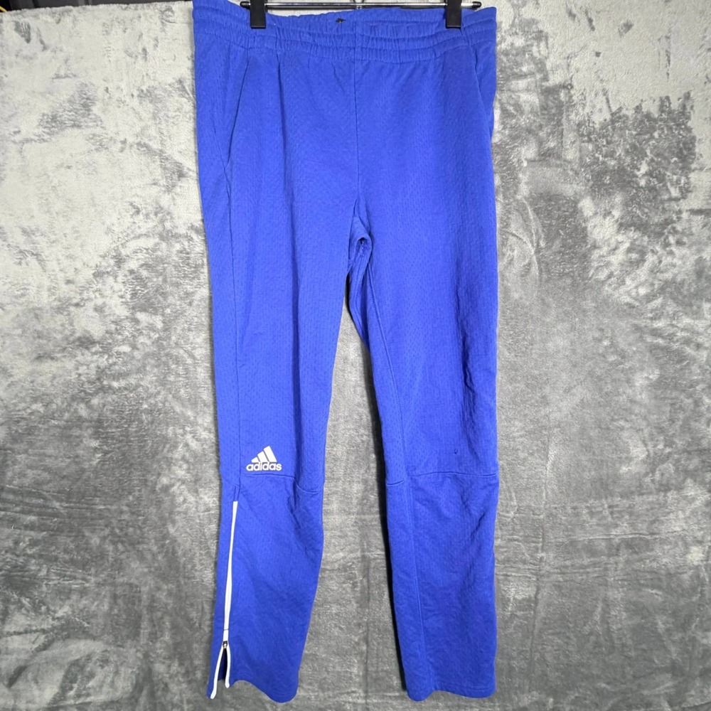 Adidas Mens Climalite Track Pants Size S Blue Athletic Running‎ Zip Leg